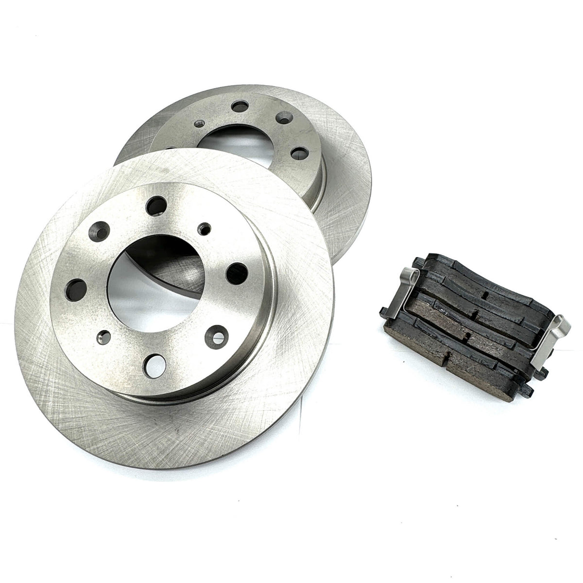 Brake Package - 2 Piece - Front Brake Pads and Rotors for Honda Acty Truck HA8, HA9 Models 2009-2022, featuring durable metallic finish.