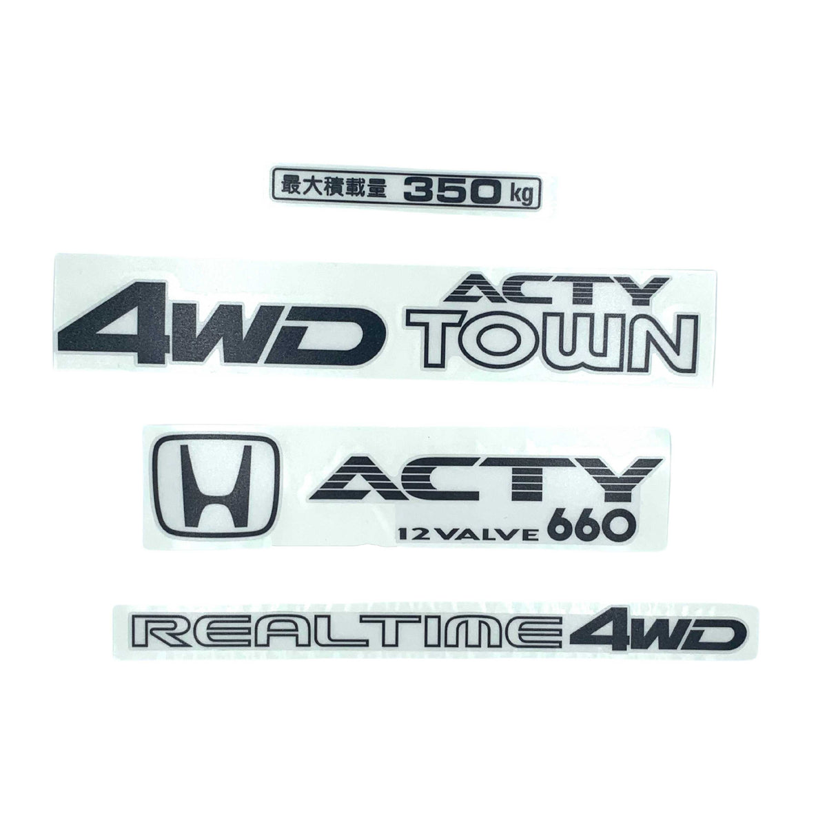 High-quality Honda Acty Replica Decals in OEM Grey displayed on a White background - Perfect for JDM Mini Truck customization and upgrades