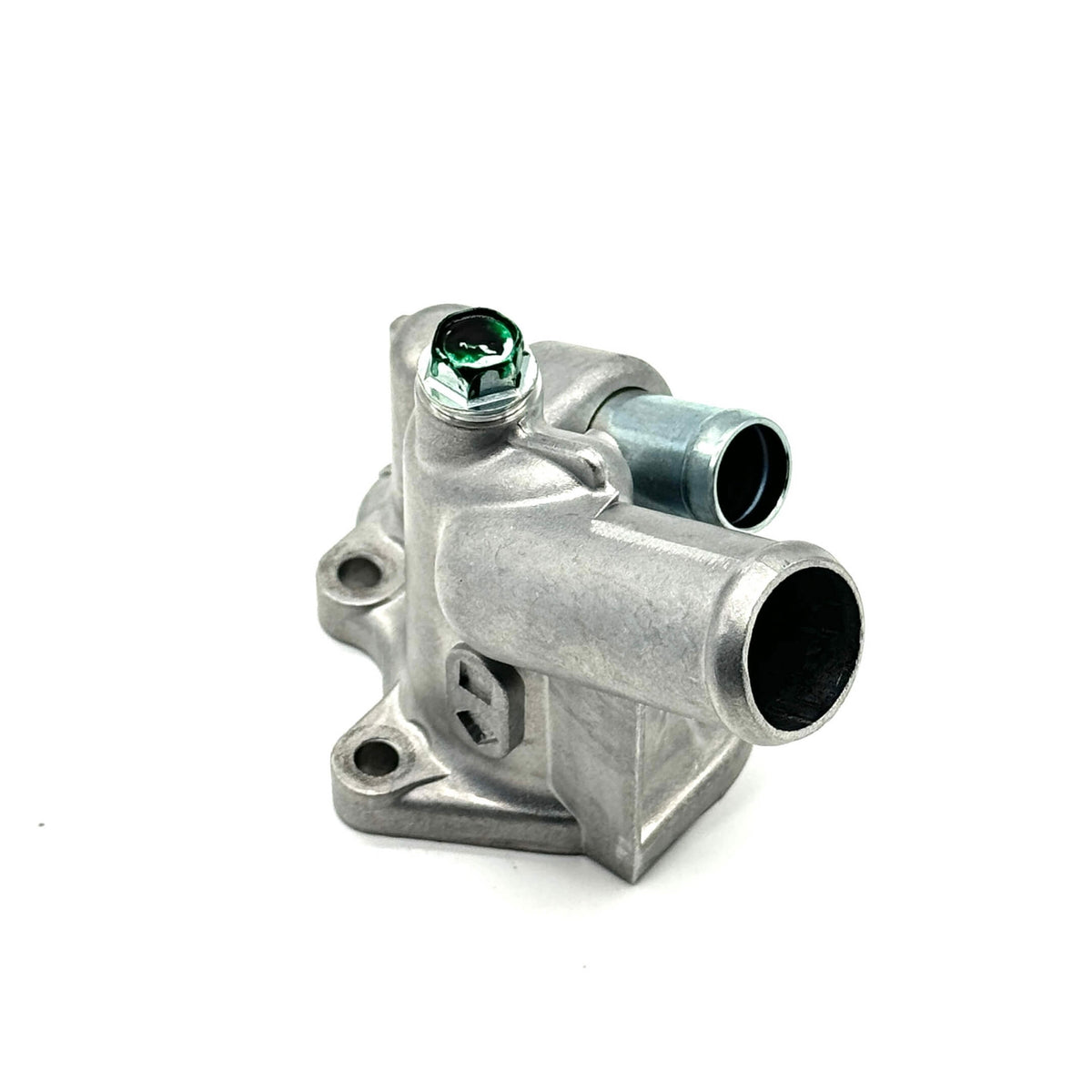 Thermostat housing for Honda Acty Truck HA8, HA9 models (2009-2022), featuring a durable silver metal construction with precise fittings.