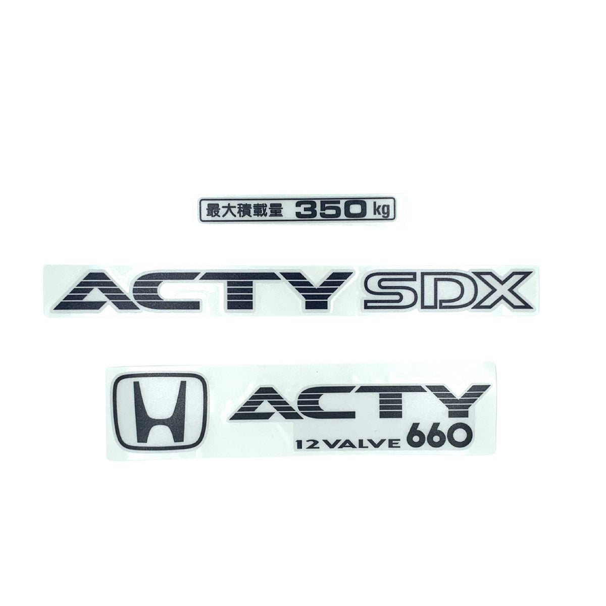 High-quality Honda Acty Replica Decals in OEM Grey displayed on a White background - Perfect for JDM Mini Truck customization and upgrades