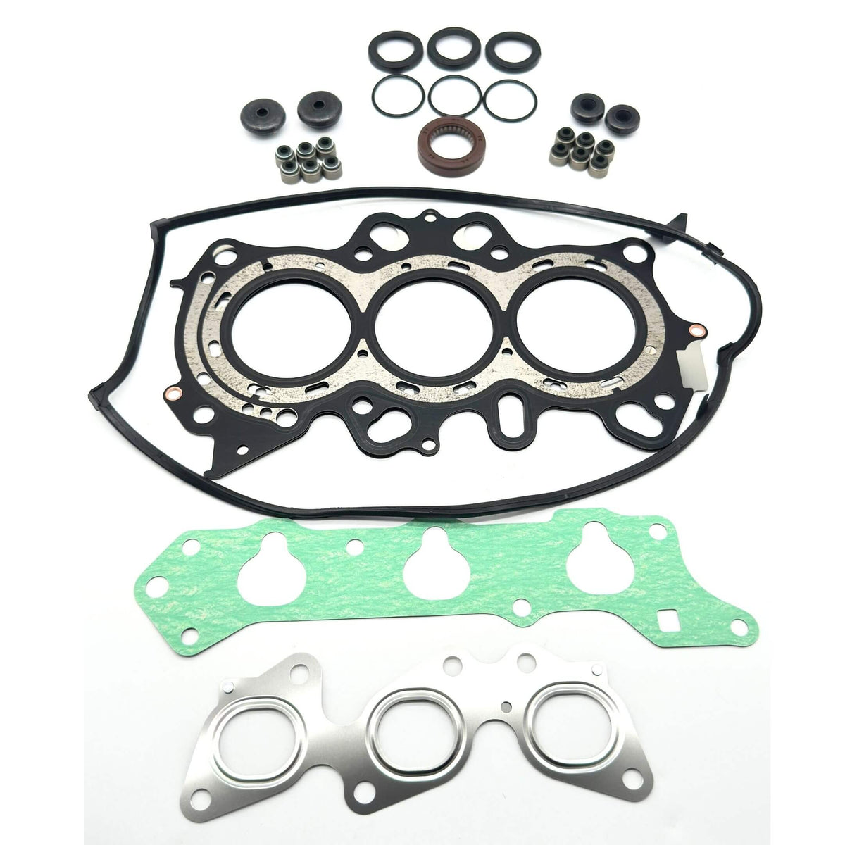 Honda Acty Engine Gasket Replacement Kit for HA8, HA9 Models (2009-2022) featuring multi-colored gaskets and seals in a technical parts schematic.