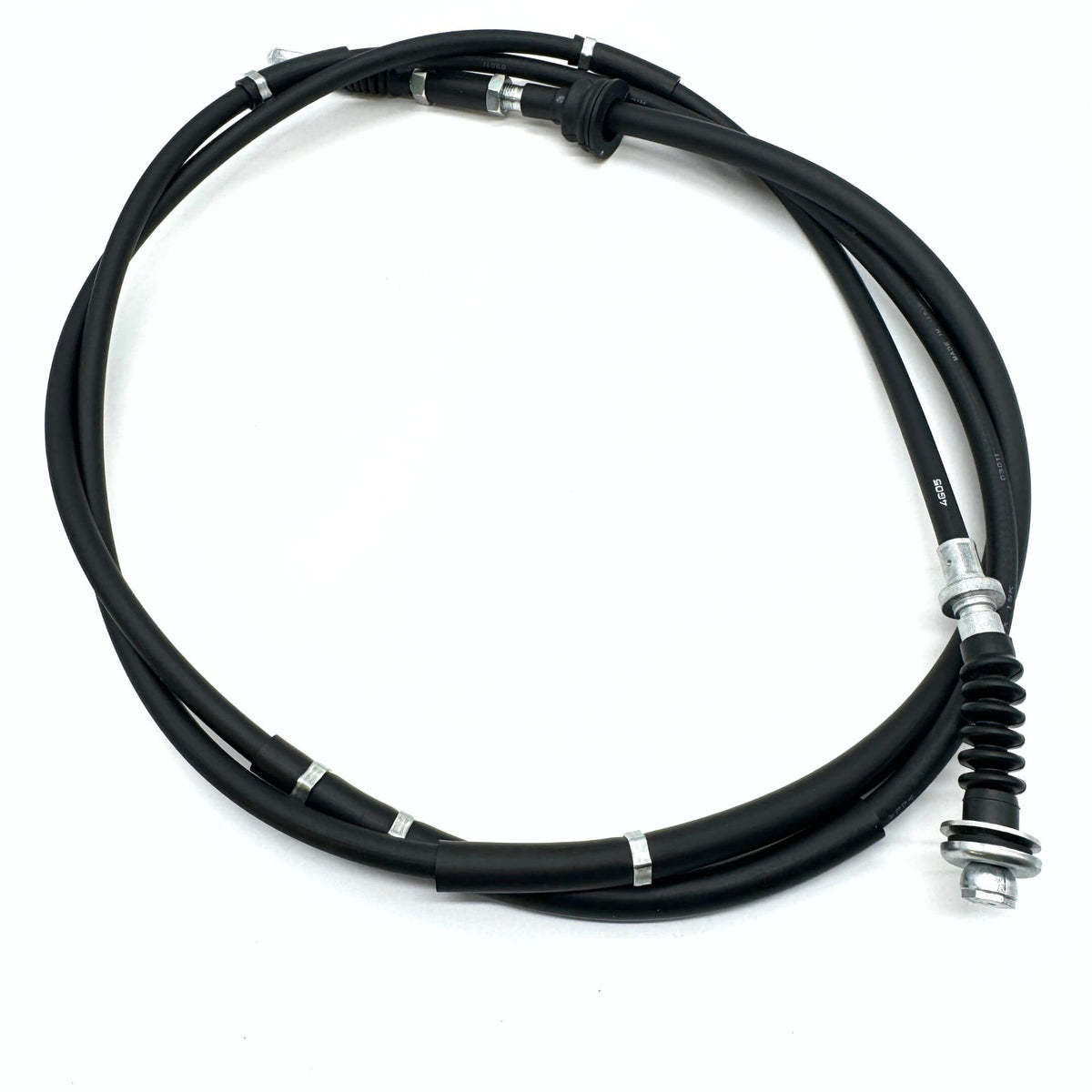 Close-up view of the clutch pedal cable for Honda Acty Truck HA3, HA4 (1990-1999), showcasing the cable's robust fittings and design.