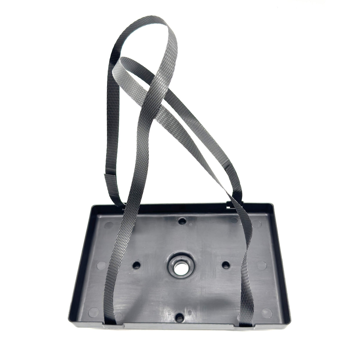 Black battery tray with securing straps for Honda Acty Truck HA8, HA9 models, 2009-2022.