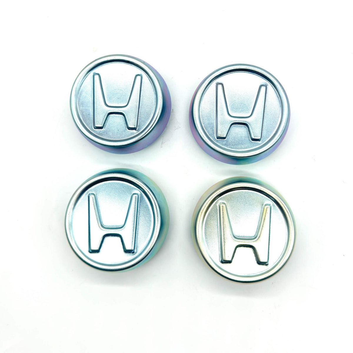 Silver Wheel Center Cap Set for Honda Acty Truck HA6, HA7 Models (1999-2009) featuring Honda logo.