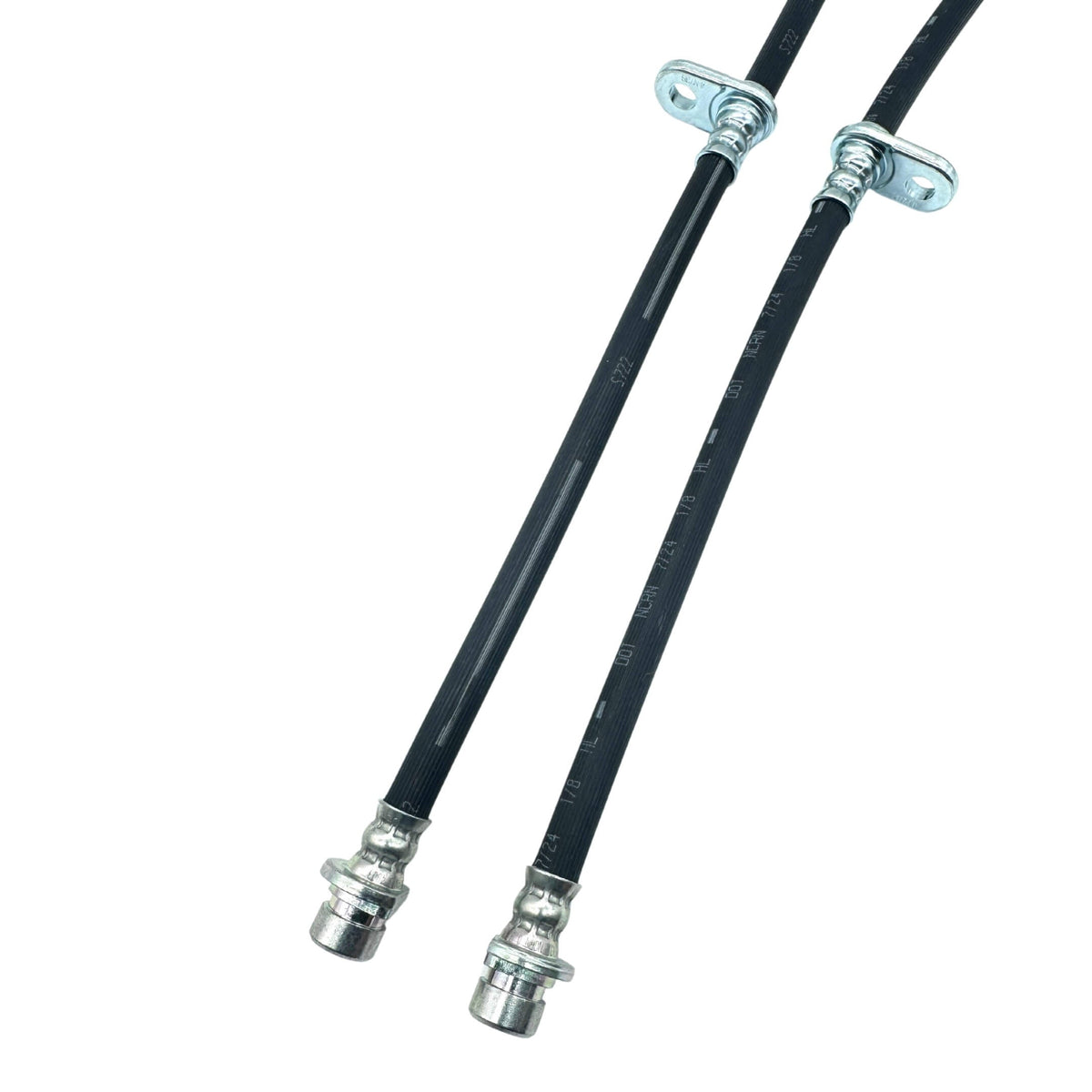 Brake Hose Set - Front for Honda Acty Truck HA8, HA9 Models 2009-2022, featuring durable black rubber construction with metal fittings.