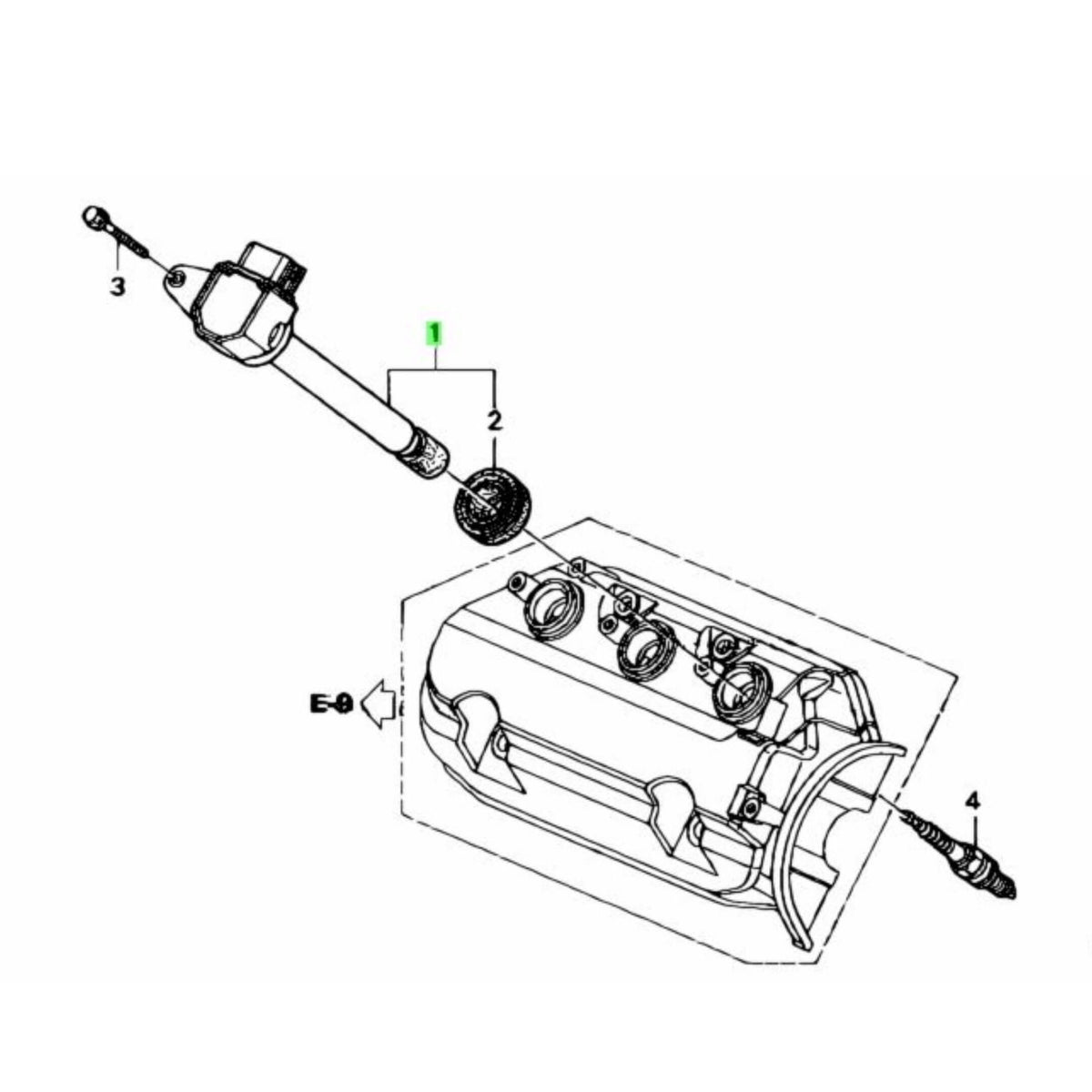 Technical diagram of a Genuine Honda Ignition Coil Set for Honda Vamos Van HM1, HM2 models (1999-2018).
