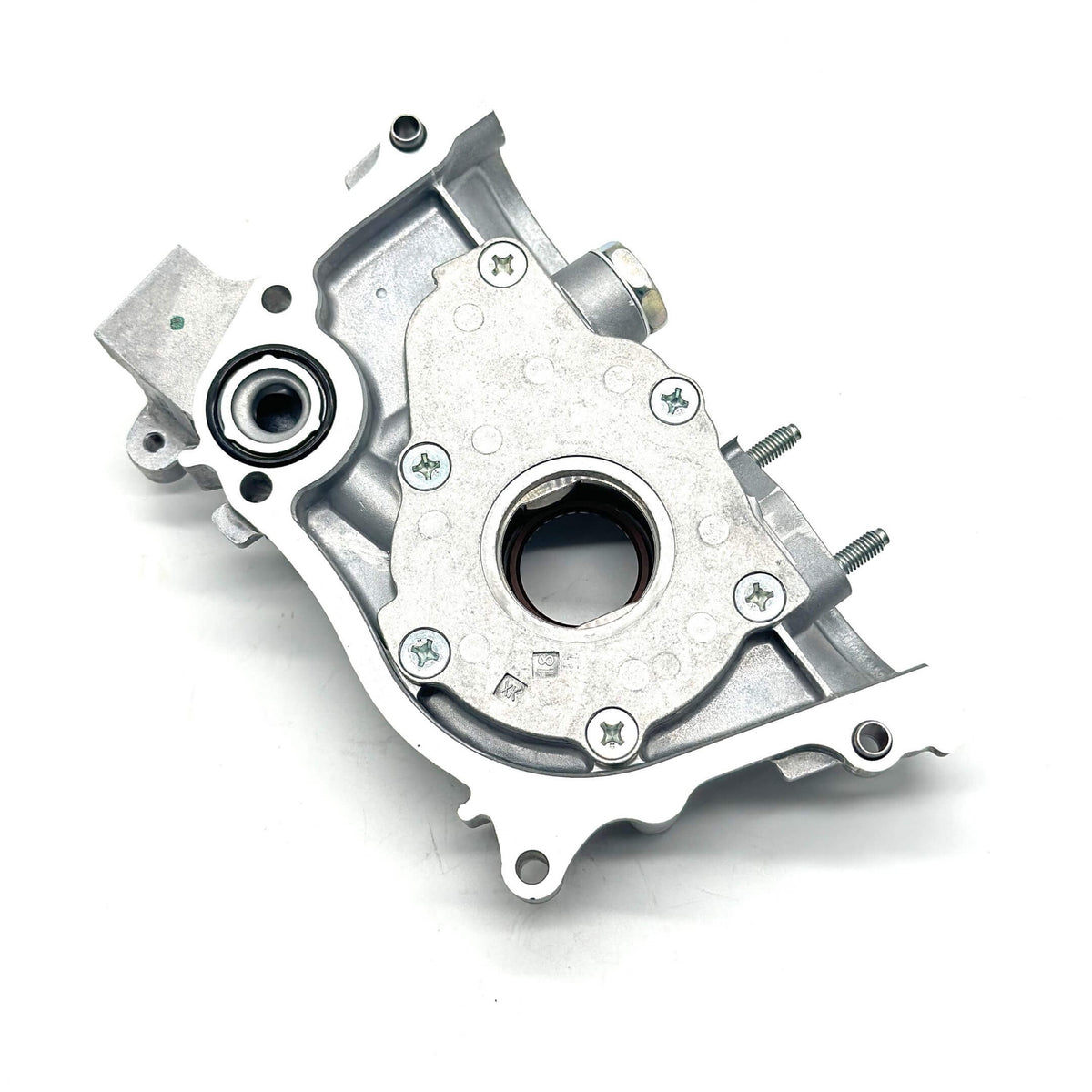 Silver oil pump assembly for Honda Acty Truck HA8, HA9 models (2009-2022) featuring a durable metal construction.