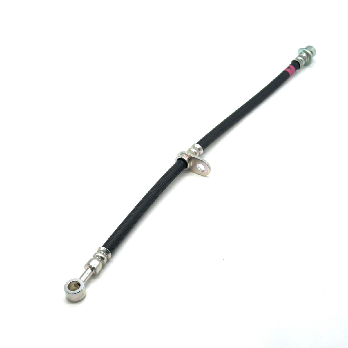 Front Brake Hose for Honda Acty Truck HA8, HA9 Models 2009-2022, right side, black with metal fittings.