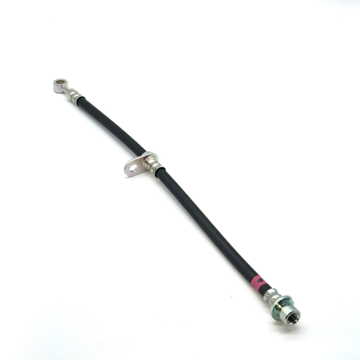 Front Brake Hose for Honda Acty Truck HA8, HA9 Models (2009-2022), black rubber with metal fittings, right side.