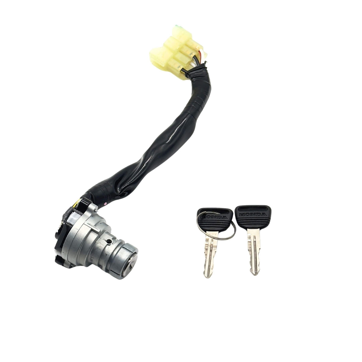 Ignition Switch Assembly with Key Cylinder for Honda Acty Truck Models HA3, HA4 (1990-1999) featuring a durable metal construction and two keys.