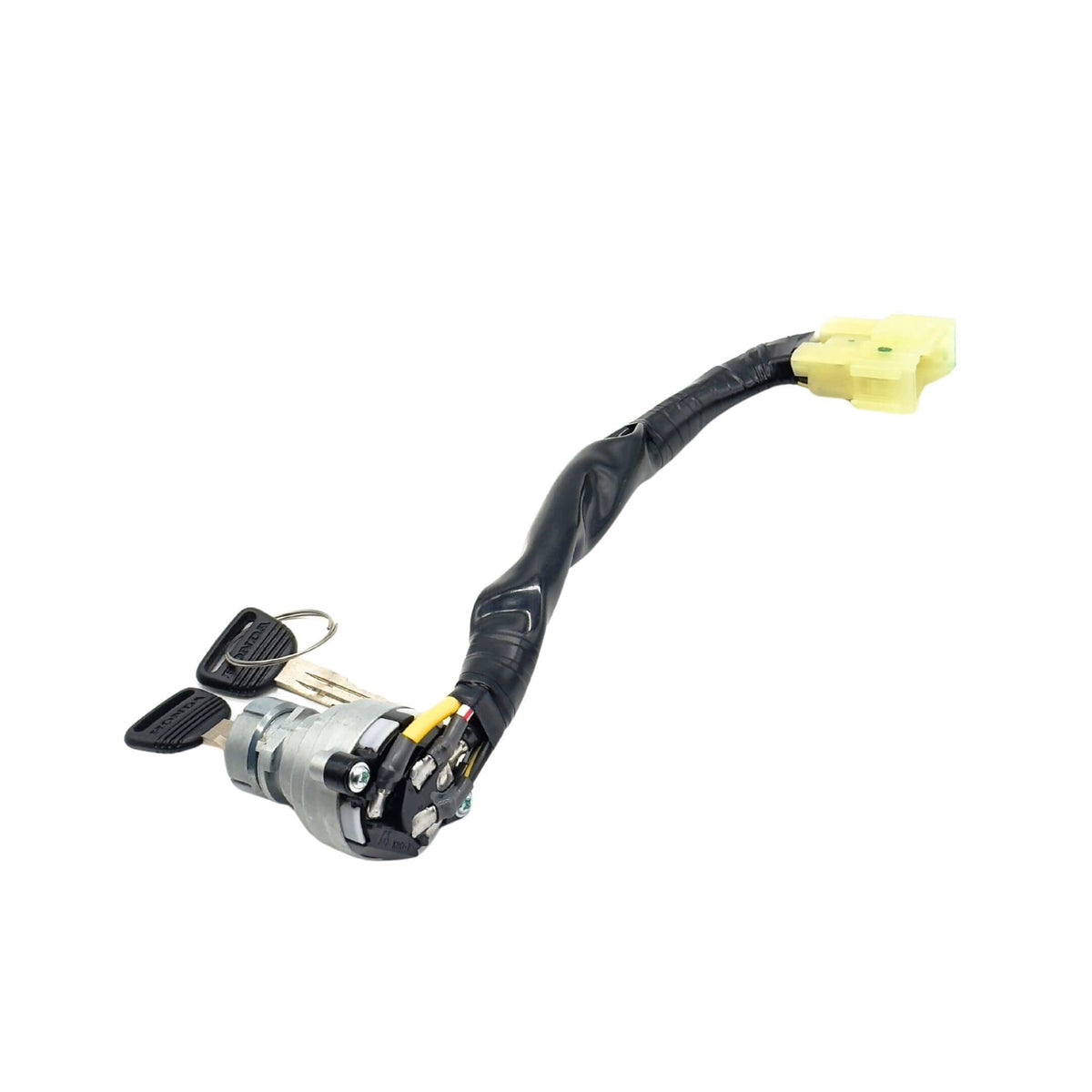 Ignition Switch Assembly with Key Cylinder for Honda Acty Truck Models HA3, HA4 (1990-1999) featuring a durable wiring harness and dual keys.