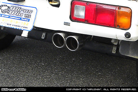 Wirus Win Twin Muffler stainless steel exhaust for Honda Acty Truck GBD-HA6 model, 1999-2010, featuring dual exhaust pipes.