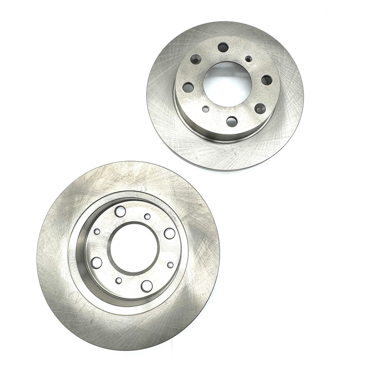 Silver brake rotor set for front Honda Acty Truck HA8, HA9 models, 2009-2022, featuring precision-drilled holes.
