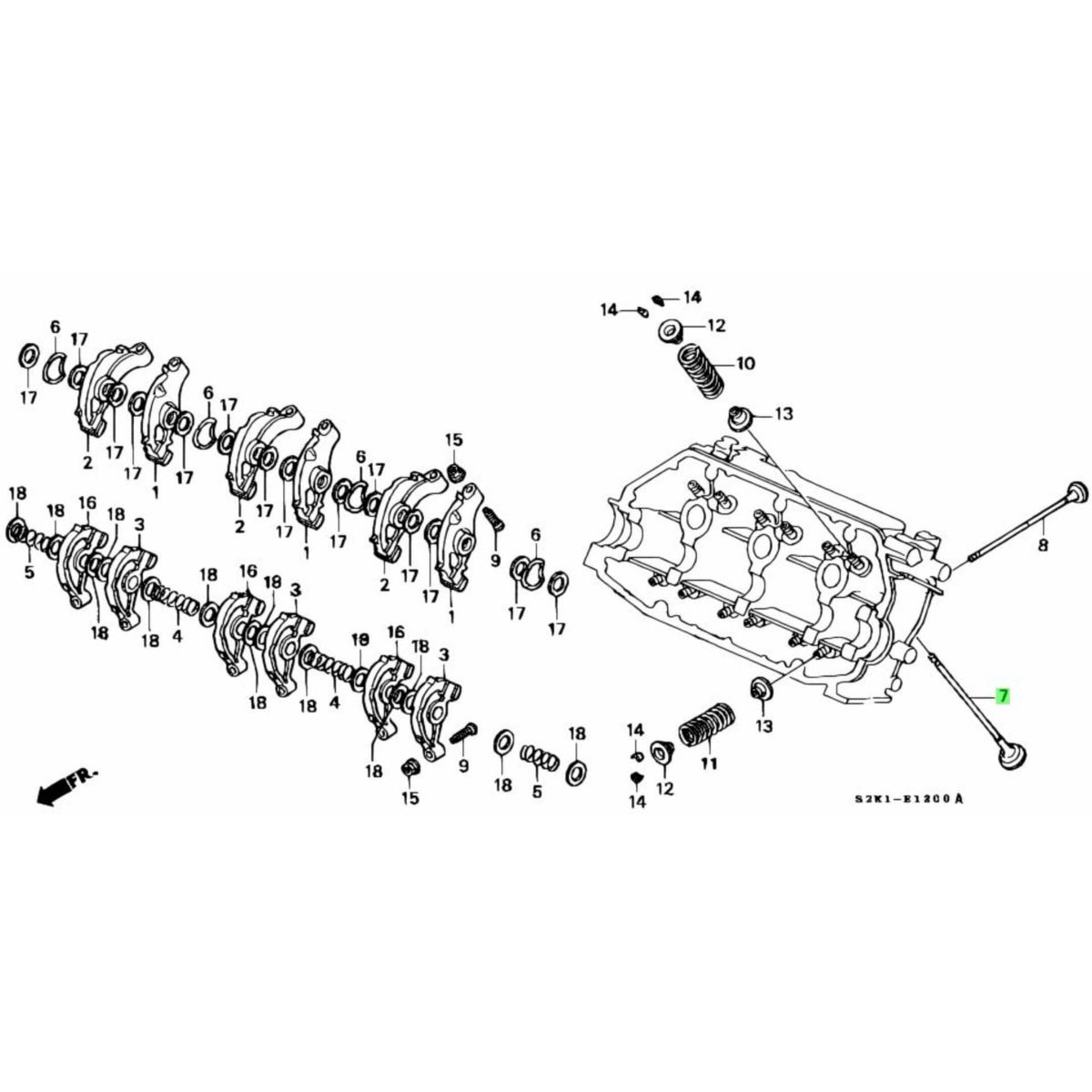 Technical diagram of the inlet valve for Honda Vamos Van HM1, HM2 models (1999-2018), showcasing detailed components and assembly layout.