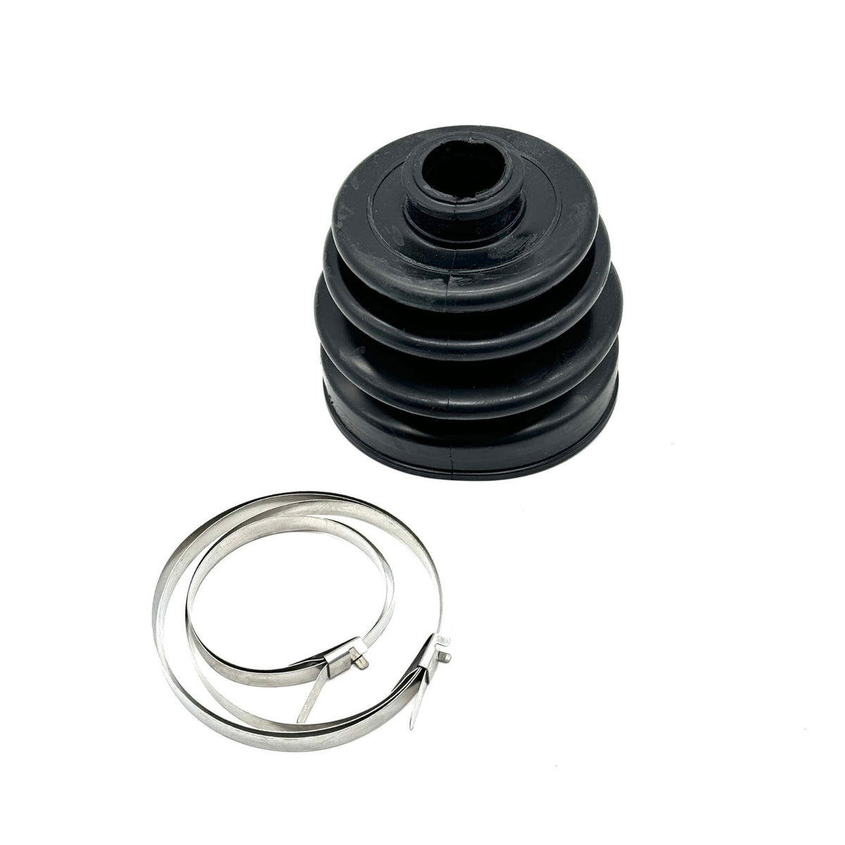 Black CV Boot - Rear, Outer for Honda Acty Truck HA8, HA9 Models (2009-2022) with metal clamps.