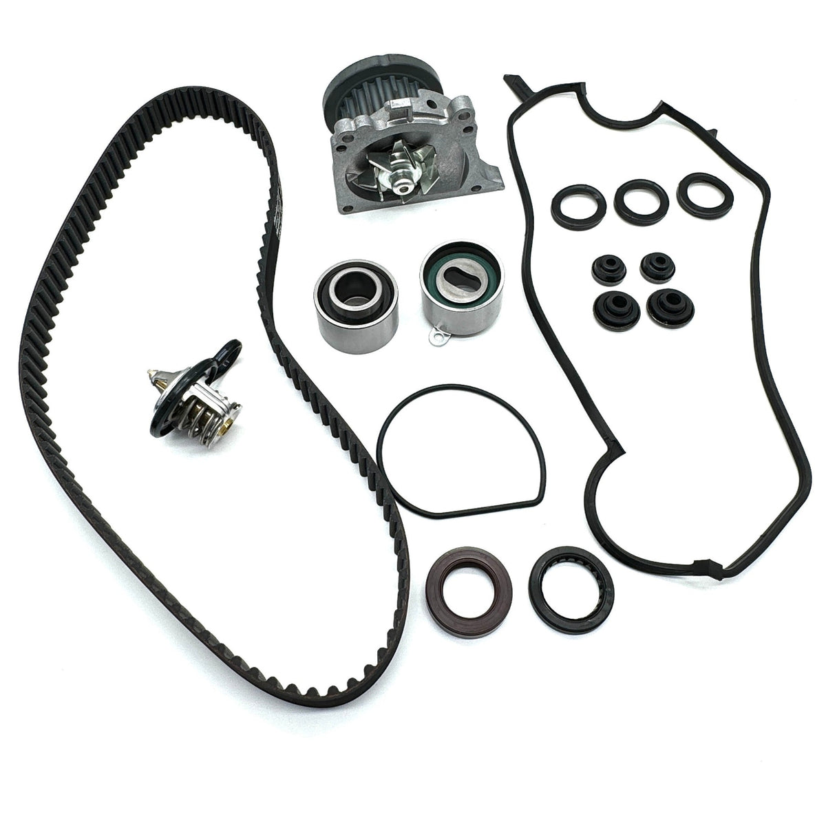 Timing Belt Kit - 15 Piece for Honda Acty Truck HA8, HA9 Models (2009-2022) featuring black belts, seals, and bearings in a technical parts schematic.