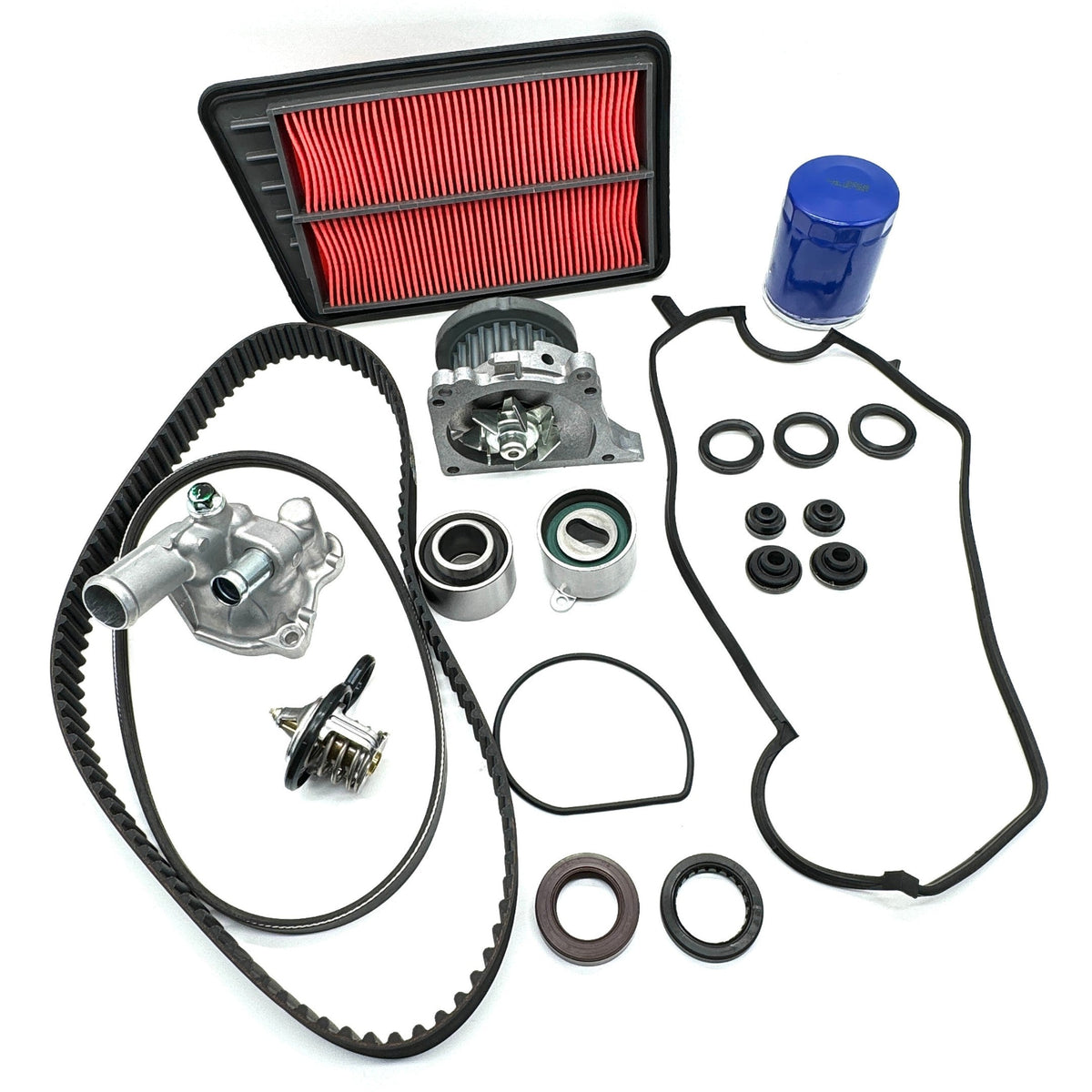 Complete Timing Belt Kit for Honda Acty Truck HA6, HA7 with premium Japanese components for E07Z engines, including thermostat and alternator belt.