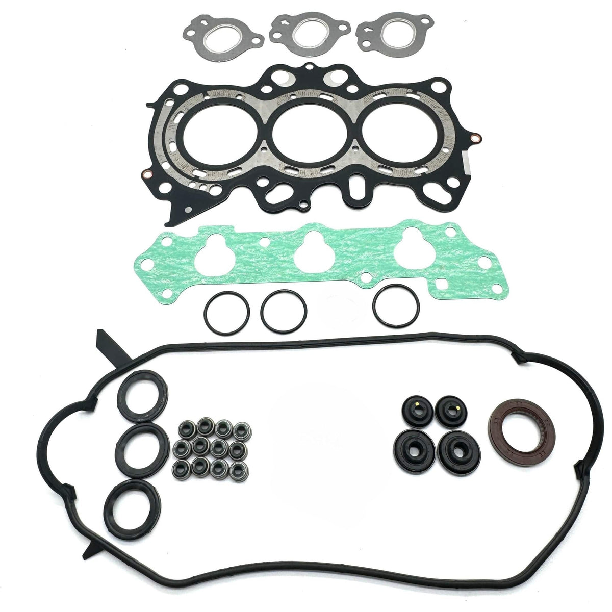Comprehensive gasket replacement kit for Honda Acty HA3, HA4 models from 1990-1999, including head gaskets, oil seals, and valve stem seals, ensuring complete engine protection.