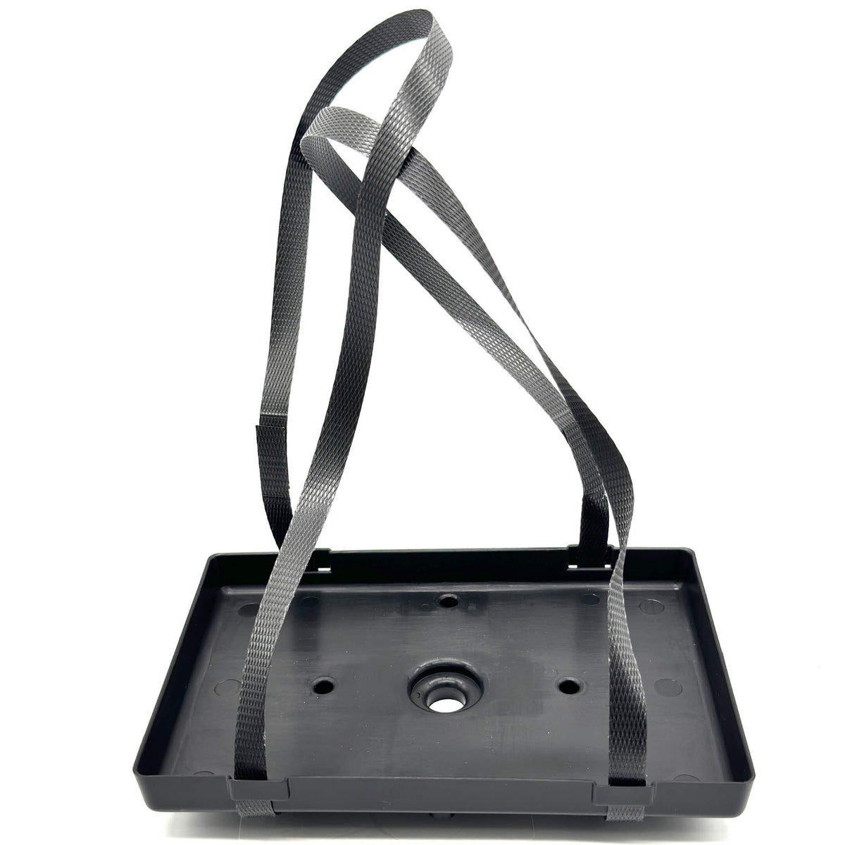 Black battery tray with straps for Honda Acty Truck HA8, HA9 models, 2009-2022.