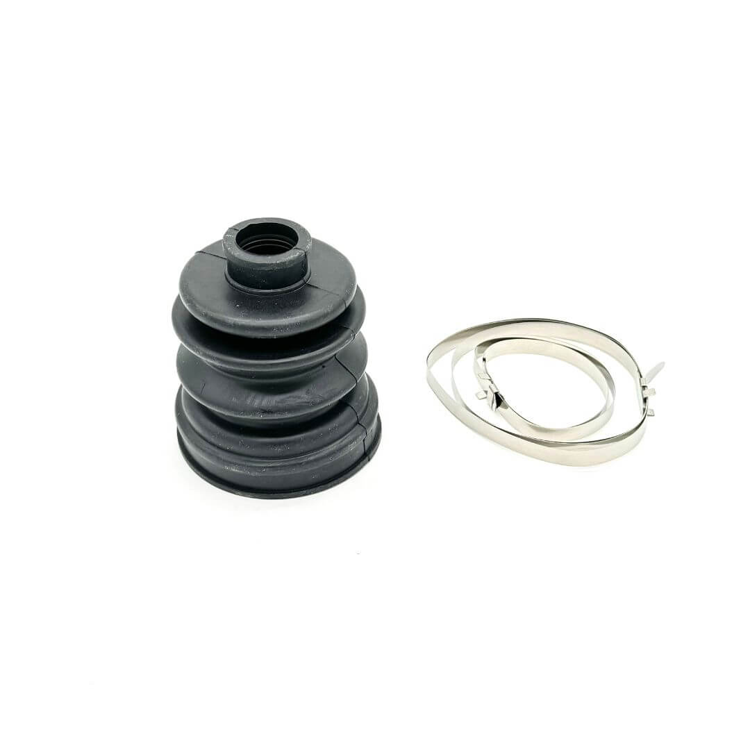 Black ribbed CV Axle Shaft Boot with stainless steel clamp for Honda Acty Van HH3, HH4 models 1990-1999, essential for front inner axle protection