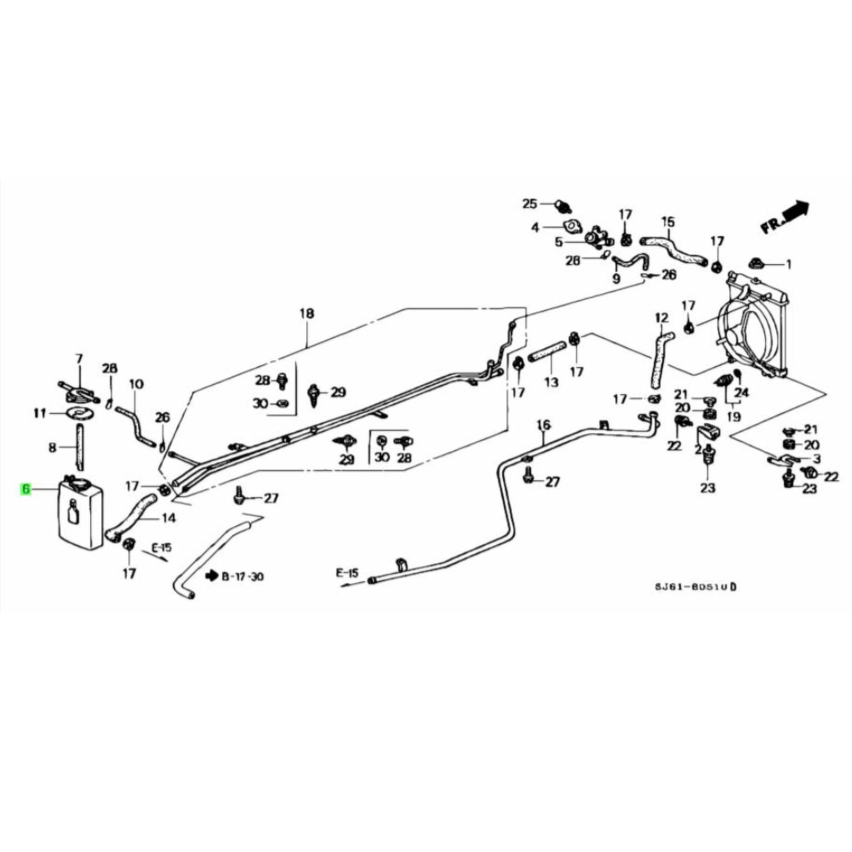 Honda Acty Van Cooling System Diagram with Reserve Tank | Detailed Part Schematic for HH3, HH4 | Exclusive at Oiwa Garage.