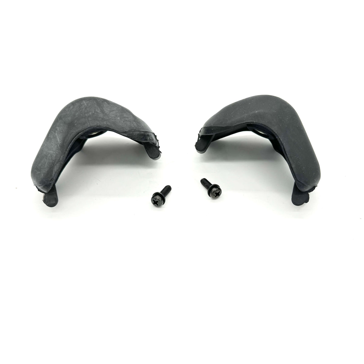 Pair of Rubber Gate Stoppers for Honda Acty Truck side profile view showing curvature and screw insertion points.