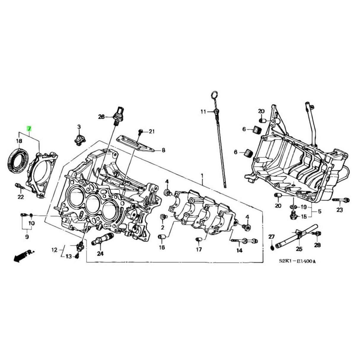 Durable Honda Acty HH3, HH4 rear main seal housing in OEM finish, ensuring a perfect engine seal.