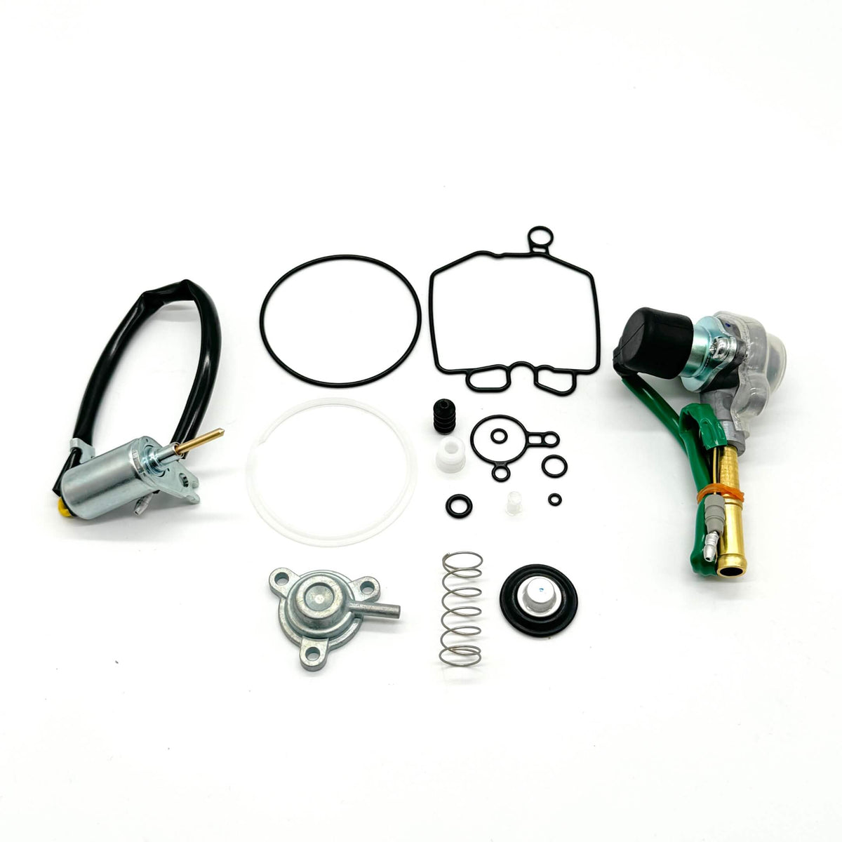 Complete carburetor rebuild kit for Honda Acty Truck HA3, HA4 models 1990-1999 including air vent cut solenoid, slow cut fuel solenoid, diaphragm set, and gasket repair components
