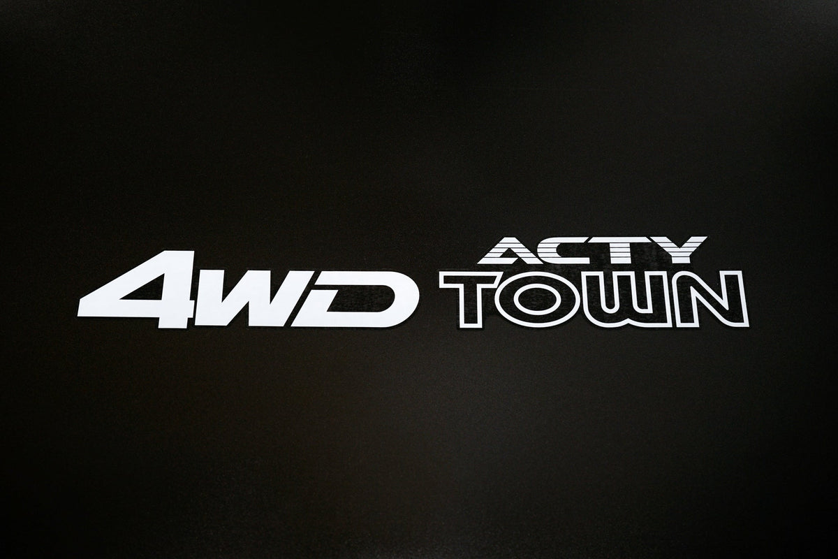 High-quality Honda Acty Replica Decals in OEM White displayed on a Black background - Perfect for JDM Mini Truck customization and upgrades