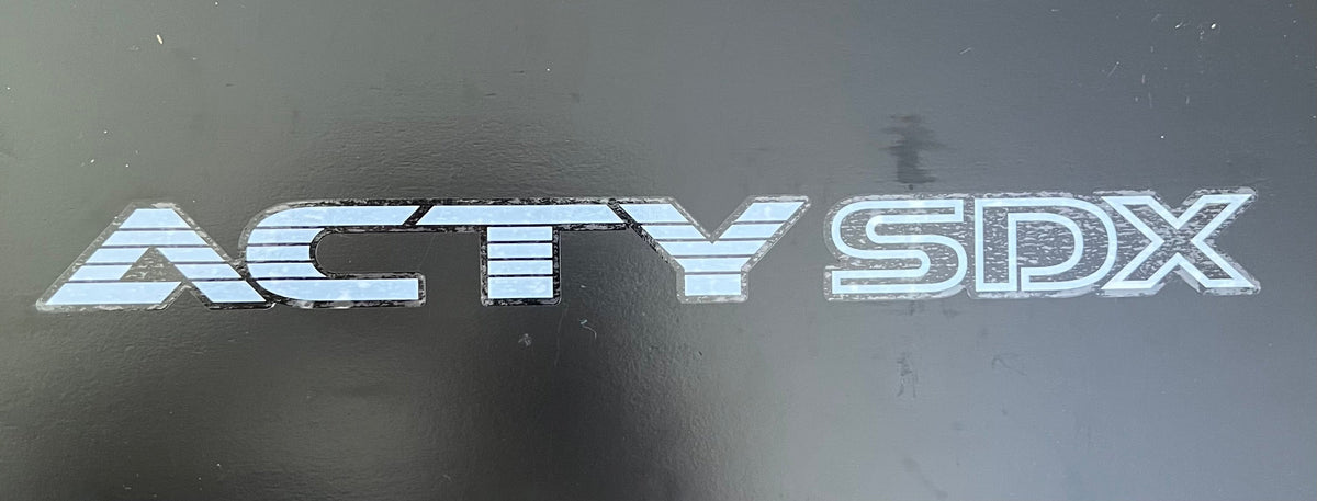 High-quality Honda Acty Replica Decals in OEM White displayed on a Black background - Perfect for JDM Mini Truck customization and upgrades