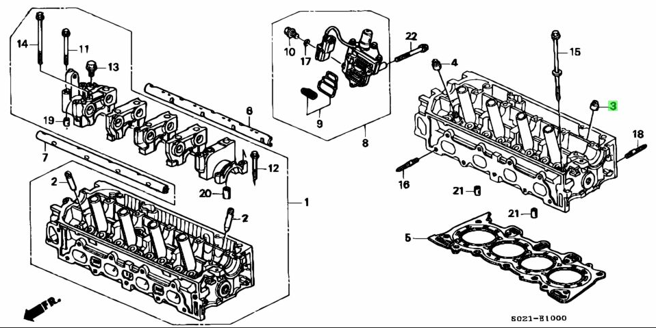 Valve Stem Seal Kit for Intake Side - Honda Acty HH3, HH4 (1990-1999) - Six high-quality seals displayed in front of engine diagram.