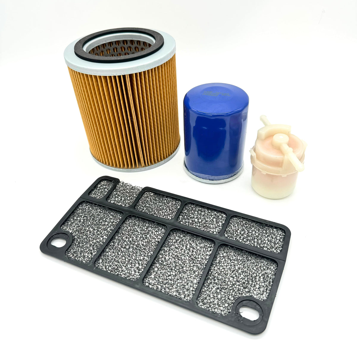 Honda Acty Van HH3, HH4 (1990-1999) complete filter set with premium oil, air, fuel, and AC filters, ready for easy installation to maintain optimal vehicle performance, displayed on white background.