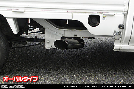 Wirus Win Side Muffler Oval Type Stainless for Honda Acty Truck GBD-HA6 Model 1999-2010, featuring a sleek stainless steel design.