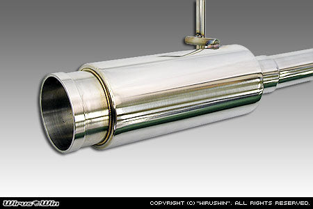Wirus Win Compact Bazooka Muffler for Suzuki Carry Truck EDB-DA63T Models (11/2005-4/2008), featuring a sleek stainless steel design.